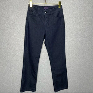 NYDJ Lift Tuck Marilyn Straight Dark Wash Mid Rise Embellished Jeans